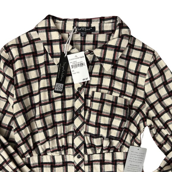 NWT Velvet Heart - Long Sleeve Button Down Dress - Soft Knit Plaid - Sz xs - Picture 2 of 8